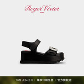 新年礼物 Slidy Roger Vivier RV女鞋 Viv 皮革坡跟凉鞋