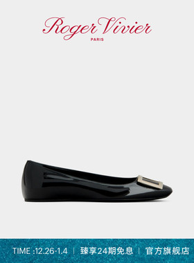 Roger Vivier/RV女鞋Trompette平底方扣芭蕾舞鞋rv方扣单鞋