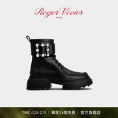新年礼物 Roger Vivier RV女鞋 Wallaviv饰扣皮靴厚底短靴