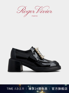 【新年礼物】Roger Vivier/RV女鞋Viv Rangers饰扣漆皮乐福鞋