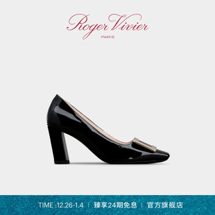 24期免息 Belle Roger RV女鞋 Vivier金属扣漆皮高跟鞋 Vivier