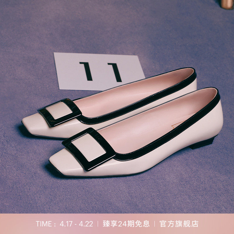 【24期免息】Roger Vivier/RV女鞋Belle Vivier漆扣漆皮低跟单鞋