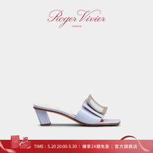 【24期免息】Roger Vivier/RV女鞋Biki Love金属扣漆皮高跟穆勒鞋