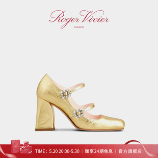 RV女鞋 Vivier Roger Tres 24期免息 Vivier钻扣玛丽珍高跟鞋