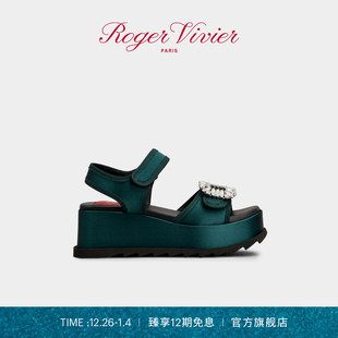 RV女鞋 新品 Slidy Viv Roger 织物坡跟凉鞋 Vivier