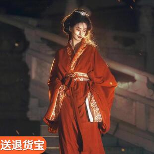 红色战国袍2025新款汉服女楚墓复原款西安古装嫁衣绝美直裾大袖衫