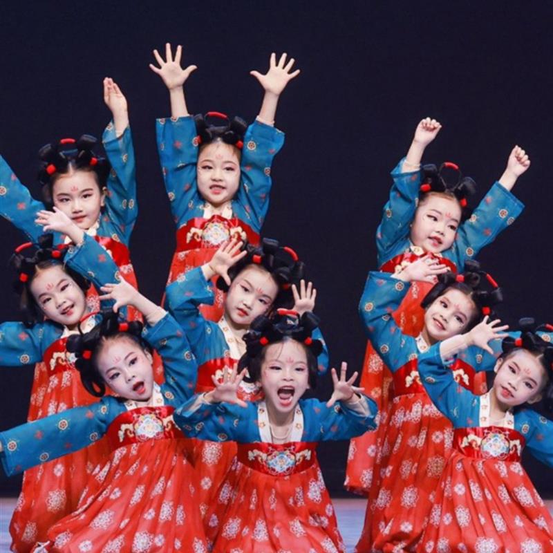 儿童汉代服装表演服装中式超级仙人唐装连身裤裙幼儿古典舞服装
