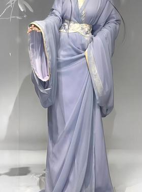 紫色战国袍汉代女仙大袖拖直边古装古风舞蹈表演服装2025新装