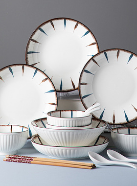 Japanese dish set ceramic tableware, bowls and chopsticks