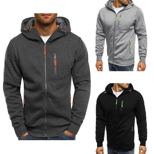 Mens sports and leisure sweater cardigan hooded jacket