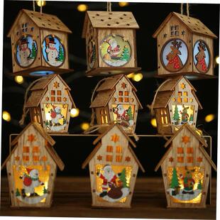 New Year Christmas wooden Christmas lighted cabin Assembling