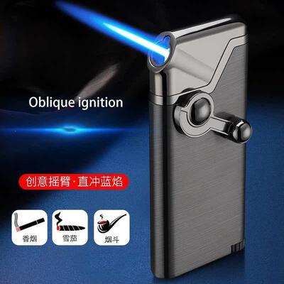 Inflatable tilt Fire rocker arm Blue Flame windproof lighter