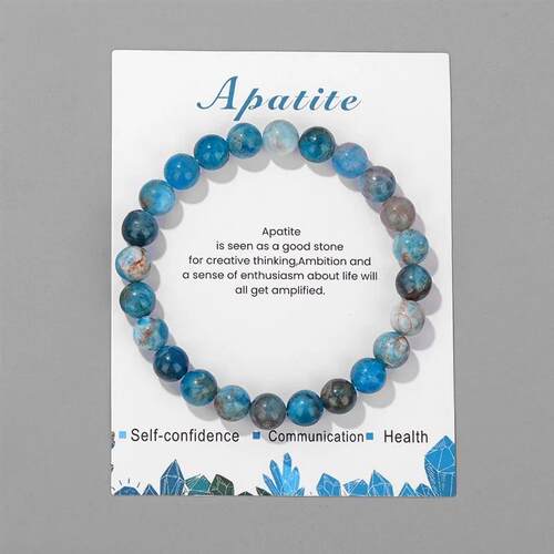 8mm Natual Stone Quartz Crystal Bracelet Round Blue Apatite