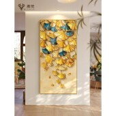 银杏叶玄关装 饰画轻奢高级感入户正对门走廊过道挂画家大业大壁画