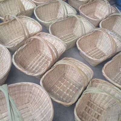 复古竹编手提篮收纳筐