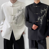 租赁服毕业季 出租竹叶中山装 服装 摄影服装 黑白款 民国风2025新款