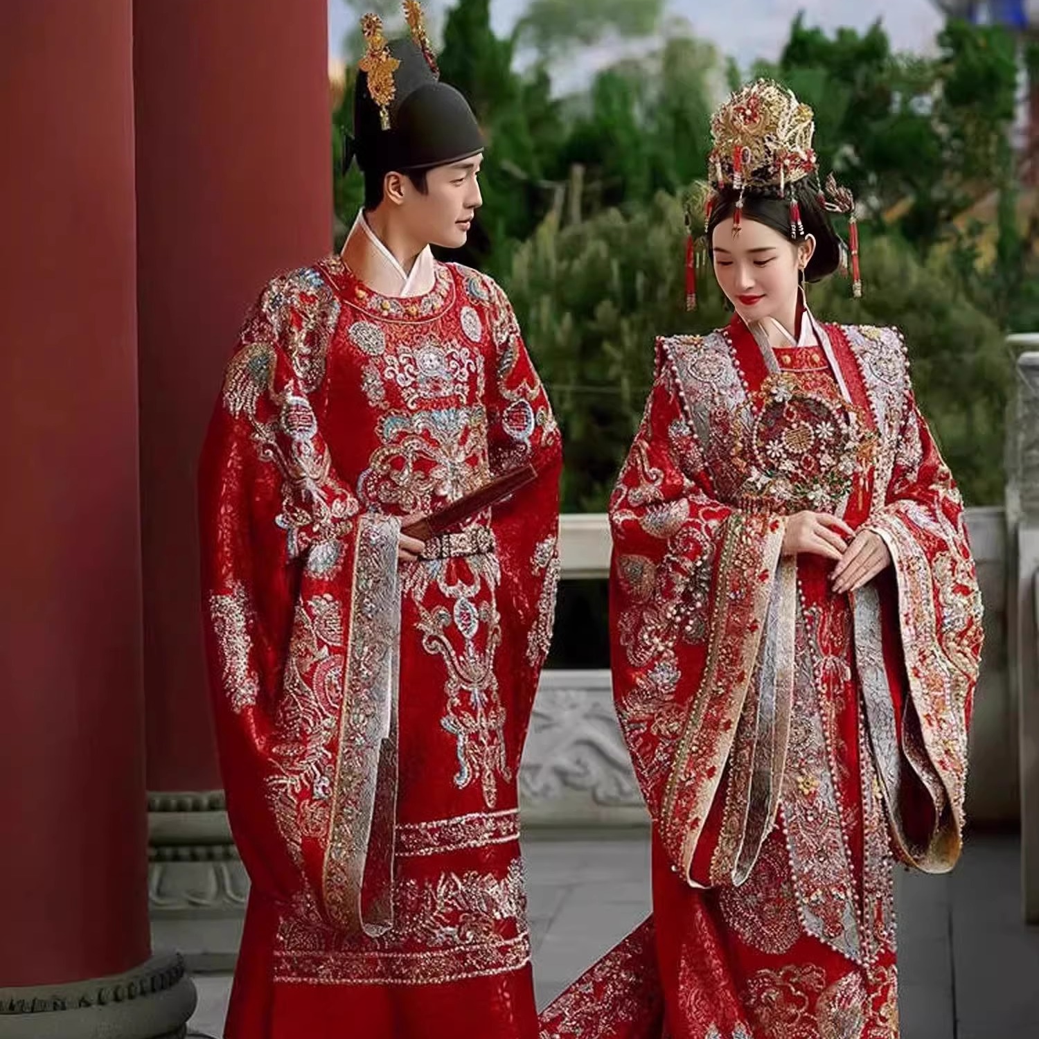 汉服出租明制宋制红色古装婚服