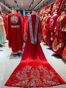 明制婚服租赁新郎新娘装大拖尾中式婚礼霞帔汉婚圆领袍婚纱写真