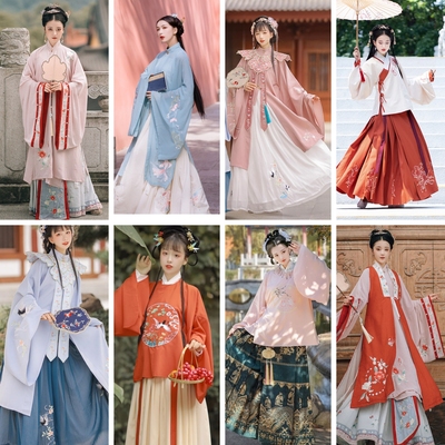 租赁明制汉服女中式婚礼伴娘服