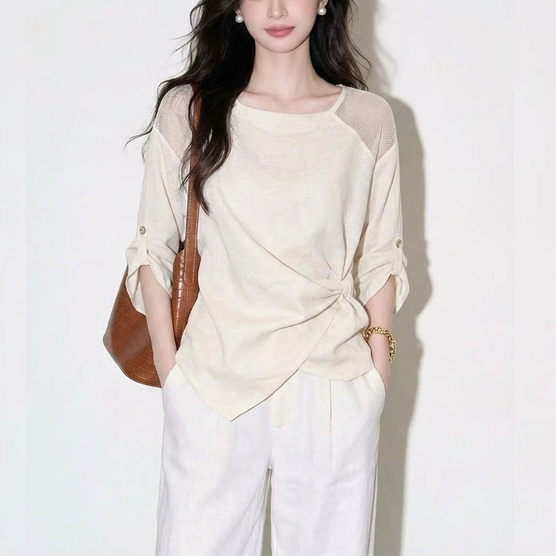 杏色上衣洋气通勤百搭高级感减龄女装2026年夏季新款遮肉小众独特