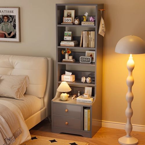 裕潭床头柜书架一体置物架