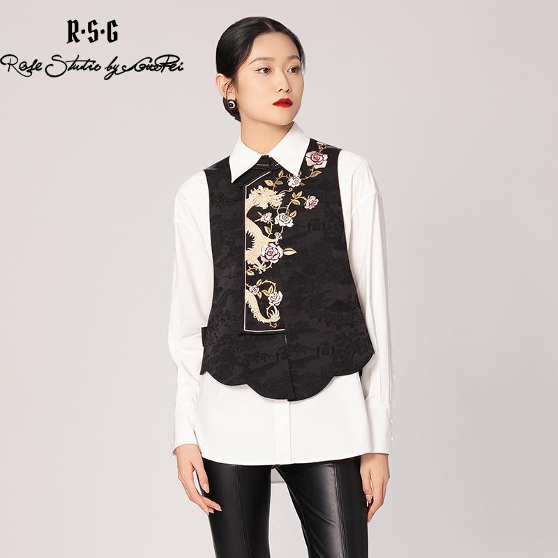 郭培成衣品牌精品系列中式玫瑰刺绣马甲