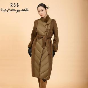 郭培成衣品牌精品系列盘扣毛领绗缝长羽绒服