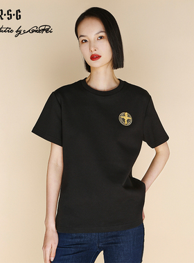 RSG郭培成衣品牌高光十刻金标刺绣中长款夏季新款女装T恤