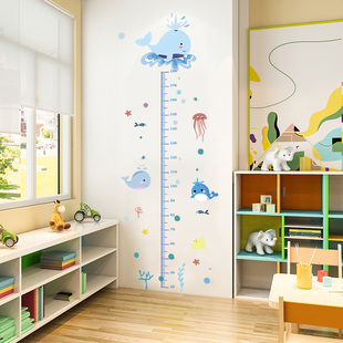 身高墙贴卡通宝宝身高贴测量身高尺墙贴纸可移除儿童房间装 饰布置