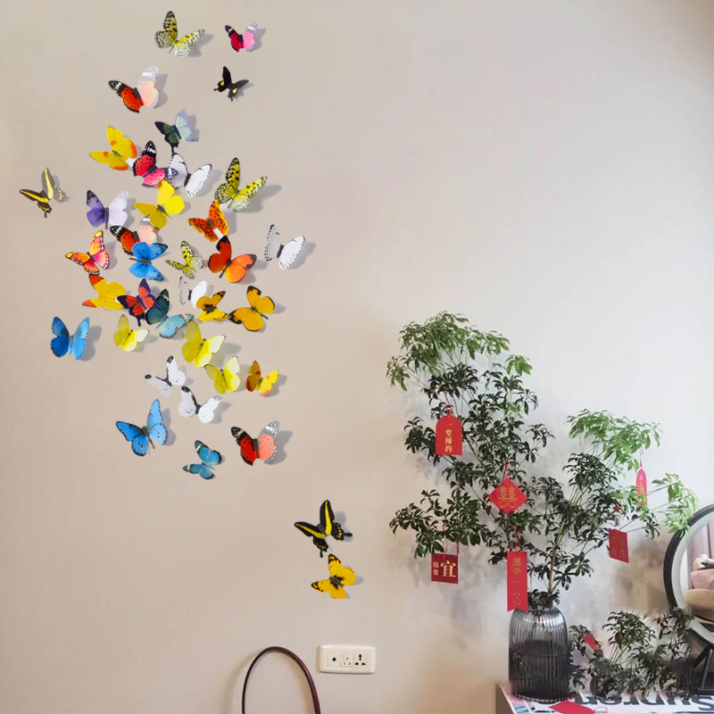 蝴蝶墙贴3d立体墙面装饰客厅卧室婚房布置创意背景墙自粘冰箱贴画图片