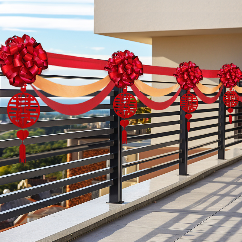 结婚装饰农村阳台围栏气球拉花