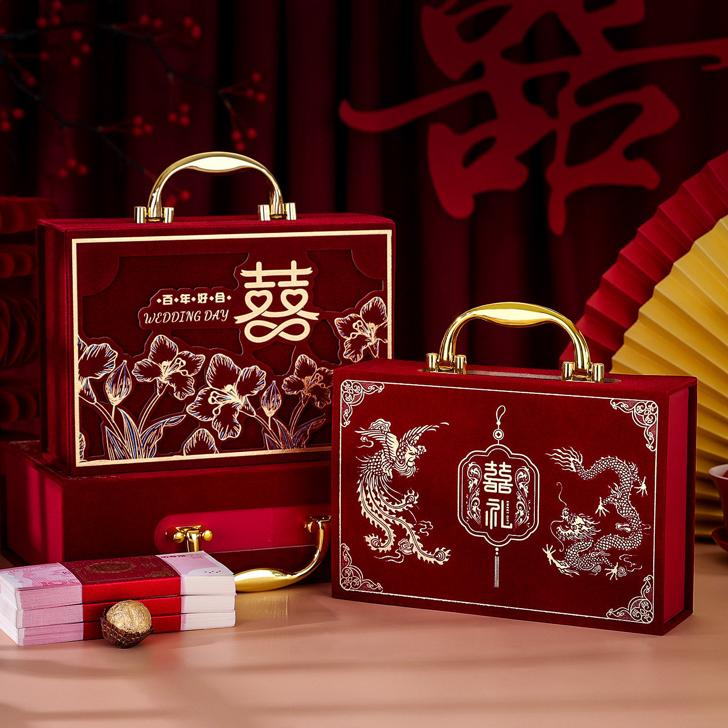 彩礼钱盒子订婚提亲聘礼盒礼金箱