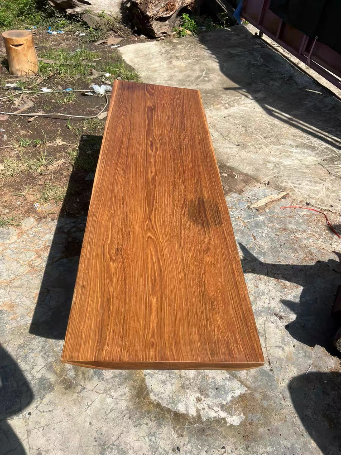 缅甸柚木瓦城料干泡台平板大板桌电视柜吧台茶桌茶几长198宽54厚5