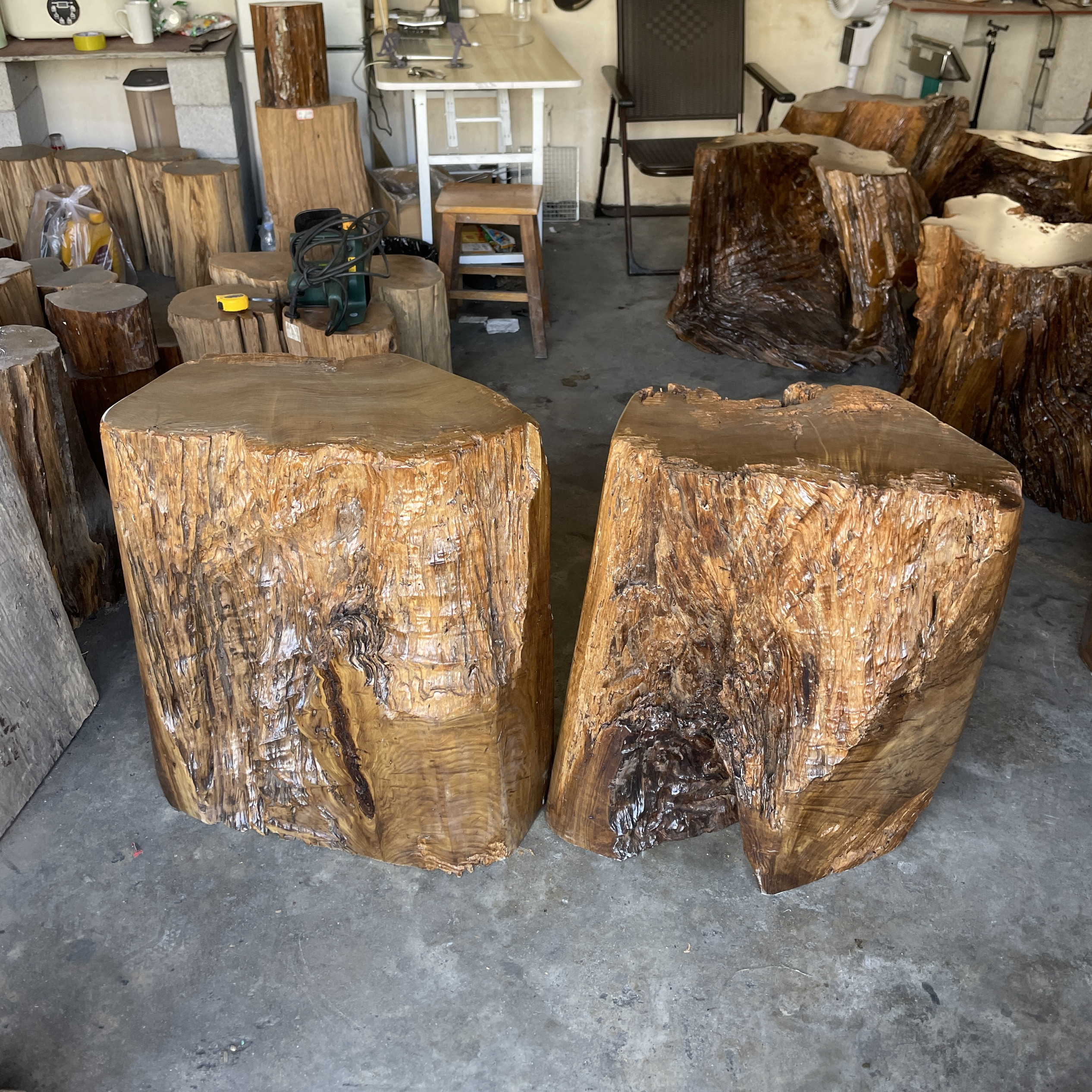 缅甸黑心楠木大板脚支架茶桌脚架办公桌会议桌底座木桩树墩高69cm