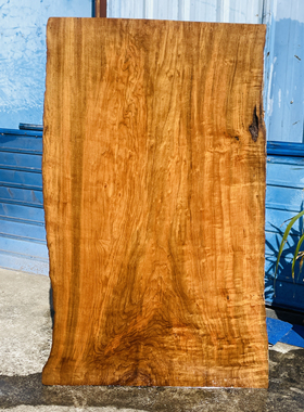 缅甸柚木瓦城料干泡台平板大板桌吧台茶桌茶几长127宽70-77厚4cm