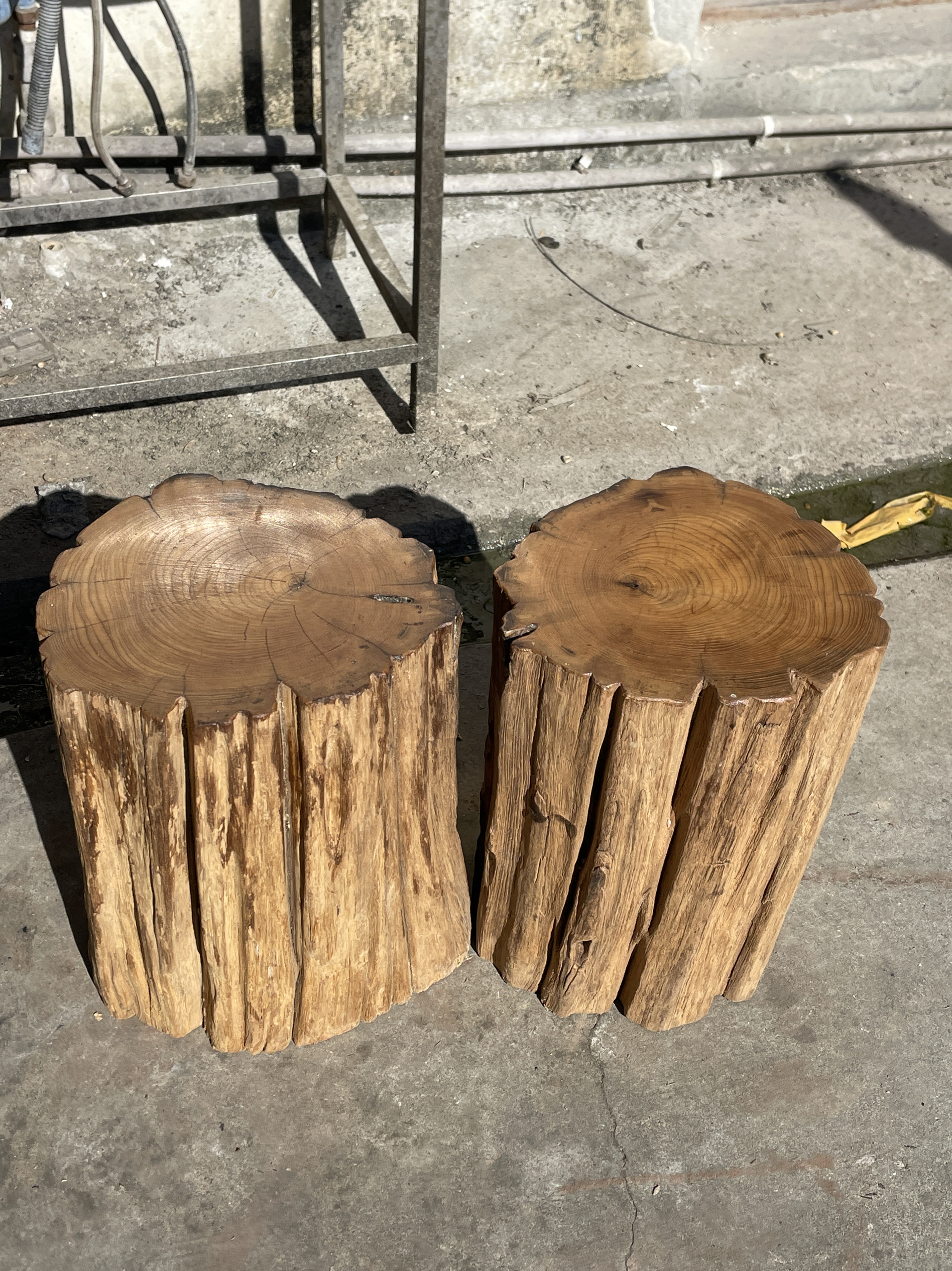 缅甸柚木墩实木根雕凳子茶桌木桩原木树墩圆墩子高40直径25-28