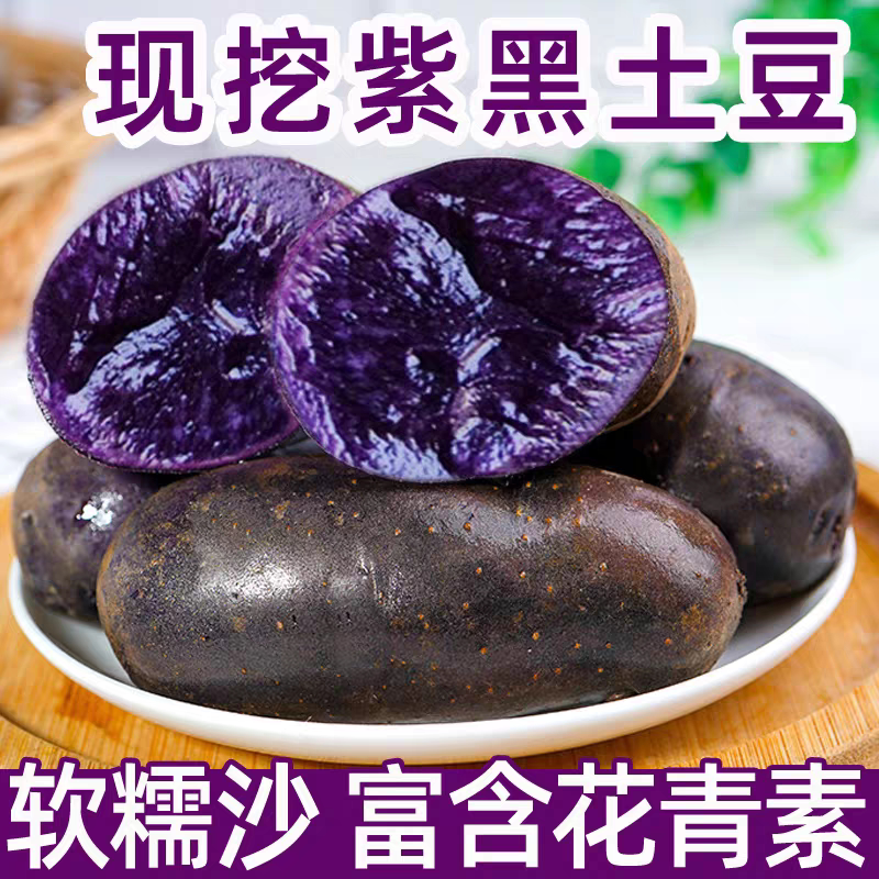 紫土豆新鲜黑美人黑金刚紫马铃薯