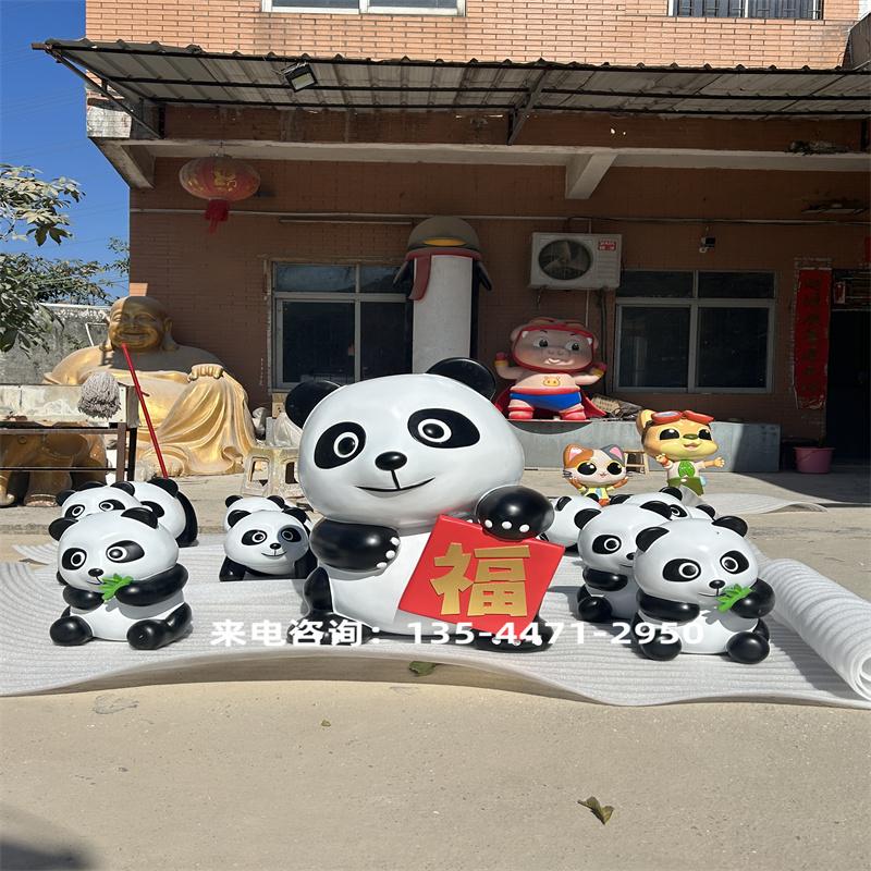 玻璃钢仿真熊猫雕塑户外大型