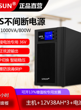 服务器电脑在线式UPS不间断电源1KVA800W C1KS 2小时延时套餐