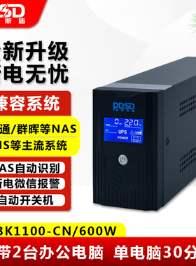 普迪斯盾UPS不间断电源NAS群辉电脑收银机监控停电应急1000VA600W