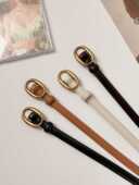 饰配连衣裙衬衫 简约风无孔真皮腰带女士时尚 装 收腰二层牛皮细皮带