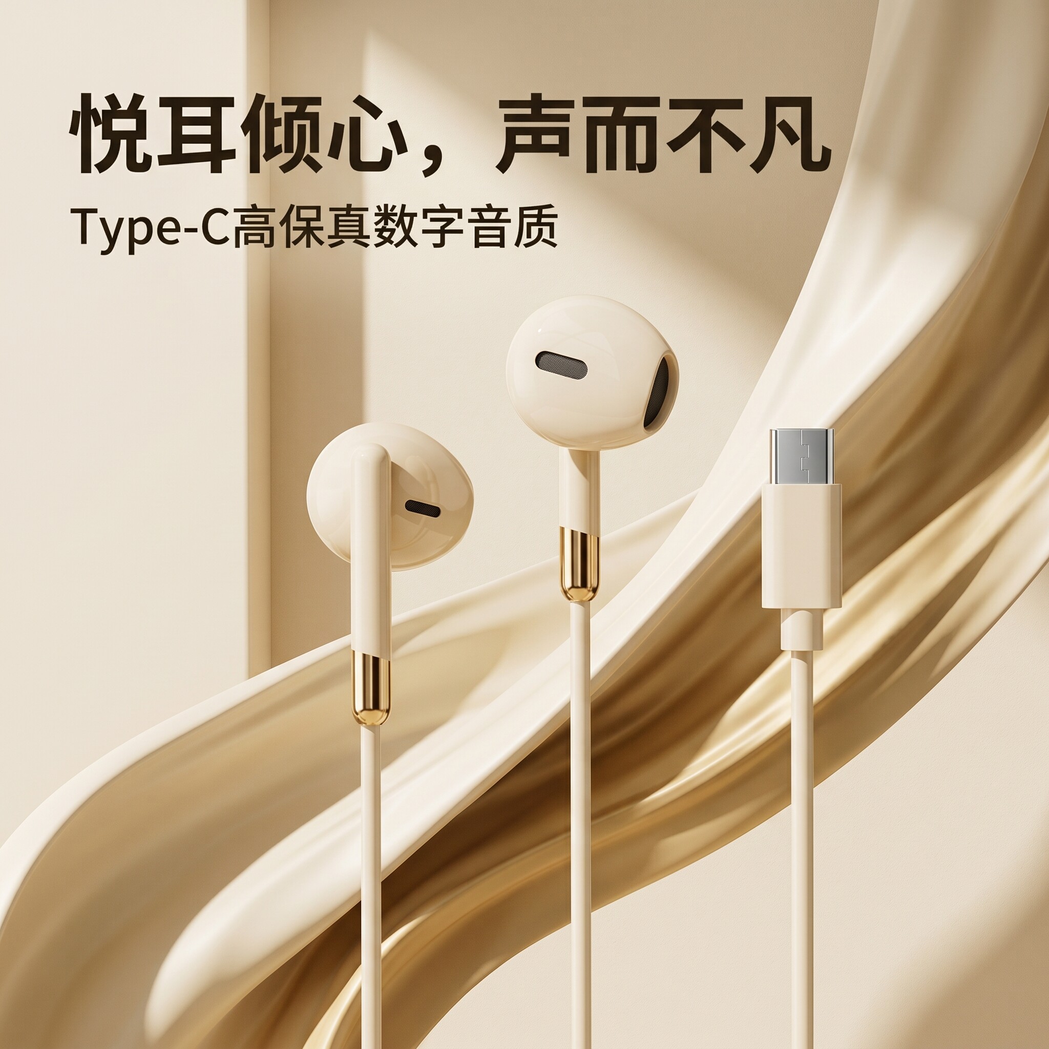 圆孔耳机入耳式重低音typec接口线控适用于OPPO华为vivo安卓通用