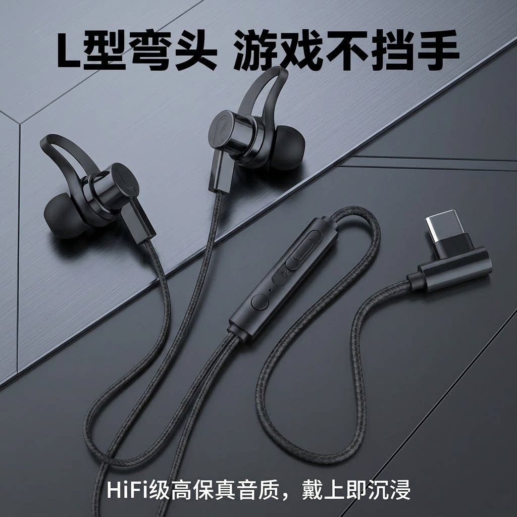 适用OPPO华为vivo小米手机专用type-c圆孔带麦入耳式有线耳机