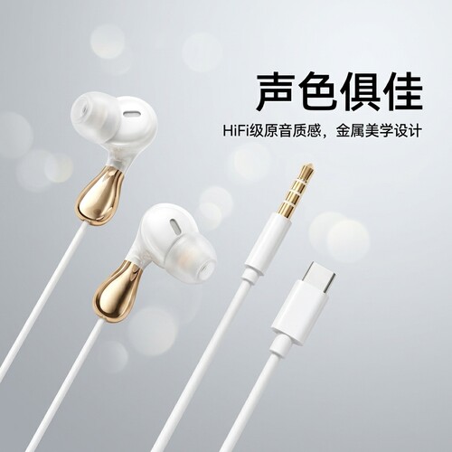 重低音游戏扁头耳机有线入耳式适用于华为vivo手机电脑通用高音质