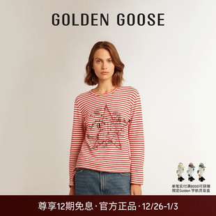 条纹圆领长袖 男女Golden经典 T恤GGDB Goose Golden