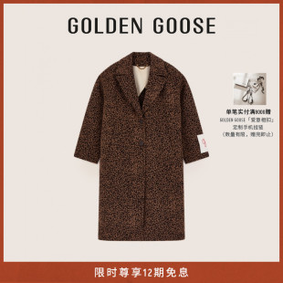 23年秋冬新款 Golden 女装 单排扣廓形大衣外套 Goose 豹纹中长款