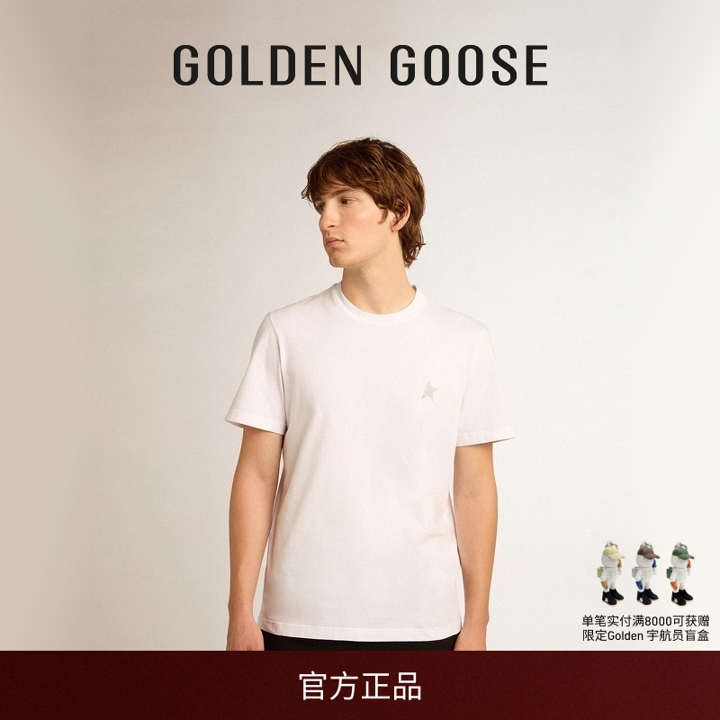 GoldenGoose男士白色棉质T恤