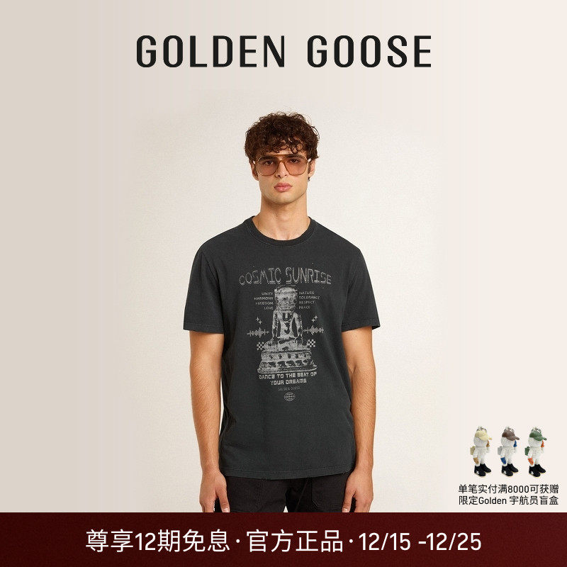 Golden Goose男装Journey黑色印花图案T恤25新品GGDB