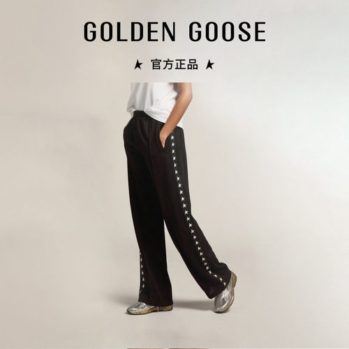 GoldenGoose女装黑色阔腿休闲裤
