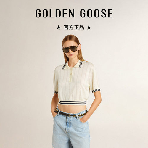 Golden Goose女GOLDEN白色学院风短款T恤新款GGDB
